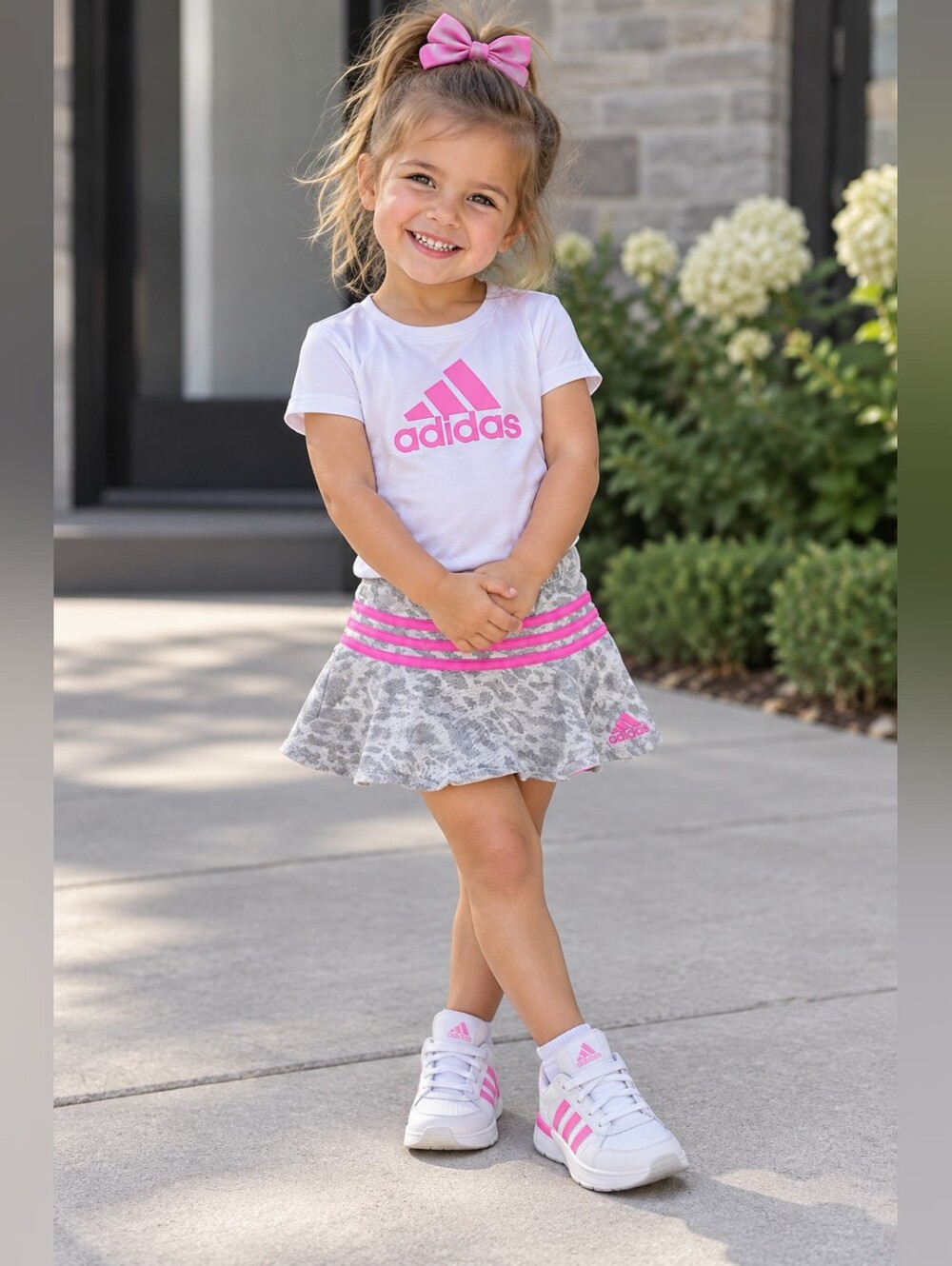 Adidas grey animal print and pink skort size 2T